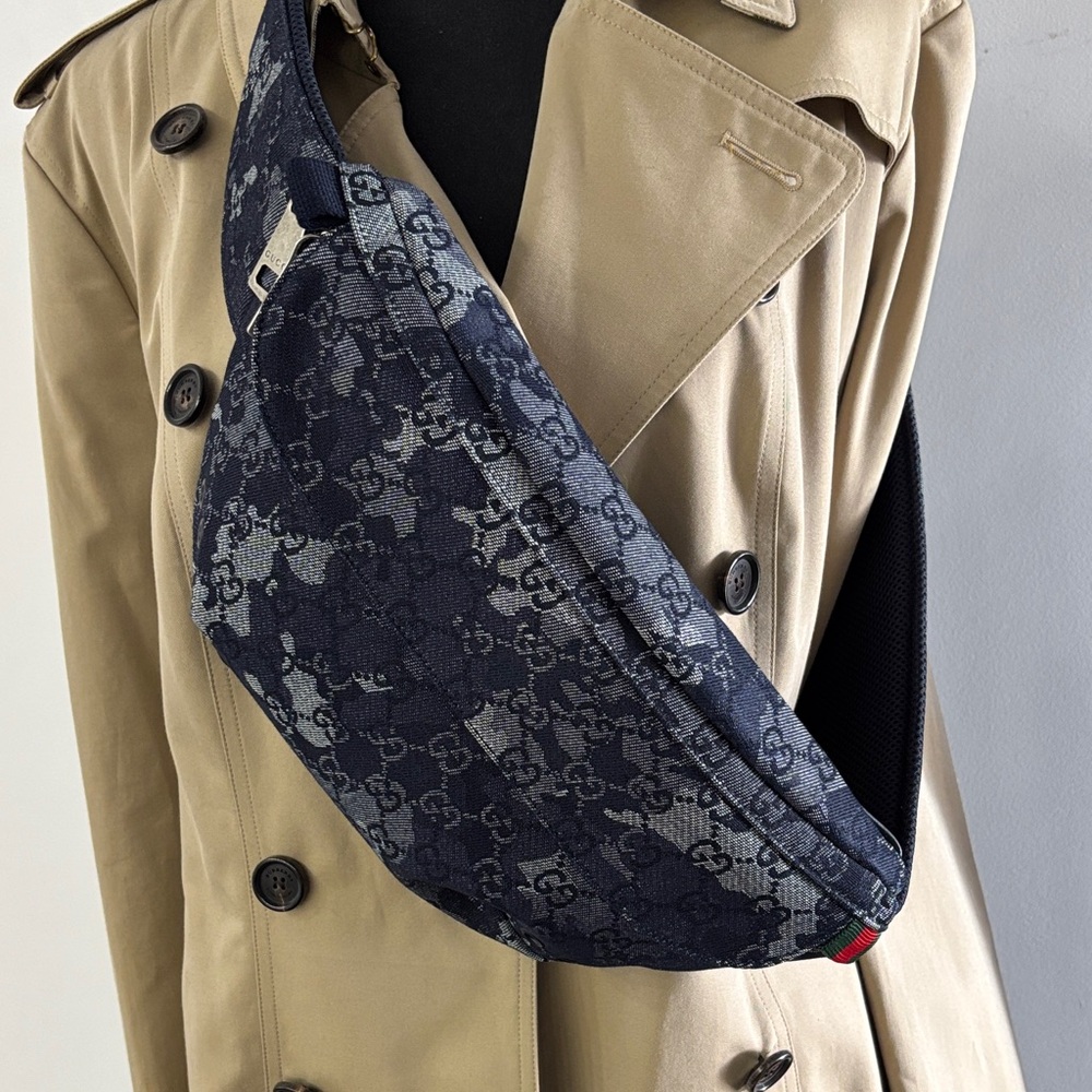 Gucci Navy and Gray GG Jacquard Belt Bag